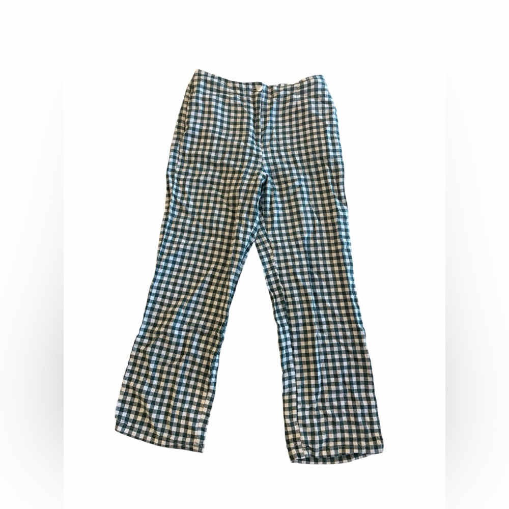Nice Things Paloma S. Women's Green Gingham Linen Viscose Trousers